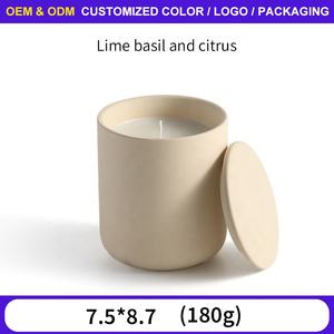 Vente en gros de pots à bougies en céramique nordique personnalisés Bougies en <span class=keywords><strong>cire</strong></span> de soja biologique Bougies aromatiques de luxe émaillées mates avec couvercle - Product Image 6