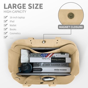 Multi-Functional Solid Color Tote Bags with Zipper Closure-Spacious Stylish Portable Design for Work Travel Everyday Essentials - Product Image 5