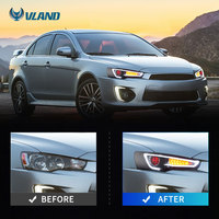 Faro Delantero LED VLAND para Lancer Fortis Hatchback Luces Delanteras con Ojos de Demonio Secuenciales 2008-2017 para Galant/Lancer EVO EX
