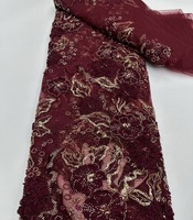 Dentelle française scintillante, tissu en dentelle à sequins et perles éblouissants, matière de dentelle glamour pour robe de soirée, idéal pour les événements sur le tapis rouge