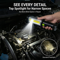 Lampe d'inspection magnétique d'urgence rechargeable en gros, lampe de travail COB pliable, lampe d'atelier LED pour réparation automobile