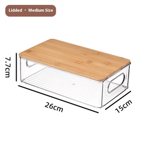 Rõ ràng Acrylic & tre Nắp hộ gia đình lưu trữ hộp mới đa năng hình chữ nhật hình dạng PP nhựa đồ lặt vặt tổ chức container - Product Image 6