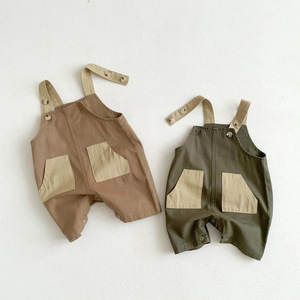 Monos geniales con bolsillos para bebé y niña, mono Retro de tirantes para recién nacido, pantalones informales holgados de algodón - Product Image 3