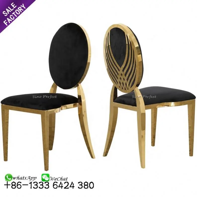 Foshan China stackable golden stainless steel legs base dining chair for dinner room