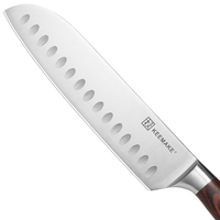 KEEMAKE Ensemble de couteaux de cuisine de haute qualité, 2 pièces, couteaux Santoku allemands en acier inoxydable, manche en bois Pakka, finition hautement polie