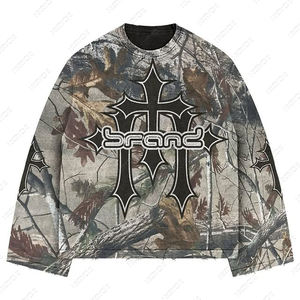 T-shirt à col rond personnalisé sur la taille Boxy 100% coton lourd 250 GSM couche de lavage à l'acide mode T-Shirt à manches longues pour hommes - Product Image 2