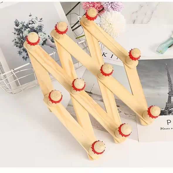 Foldable  Wooden Wall Hook Organizer