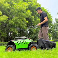 Robot tondeuse à gazon à essence 4 temps télécommandé sur roues MS500W, avec grande boîte à herbe, pneus gonflables sécurisés pour pelouse et fonctionnement facile