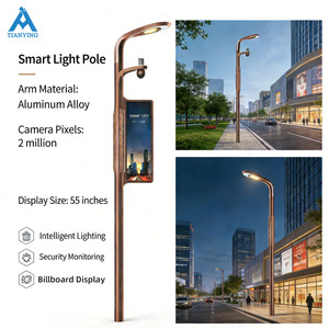 เสาไฟถนนอัจฉริยะสำหรับเมืองอัจฉริยะ พร้อมกล้องวงจรปิด ชุบกัลวาไนซ์แบบจุ่มร้อน ผลิตจากเหล็ก Q235 - Product Image 2