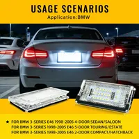 2 pièces - Ensemble d'éclairage de plaque d'immatriculation LED pour BMW E46 4D Sedan/5D Touring Série 3 Sedan Touring/Estate/Compact