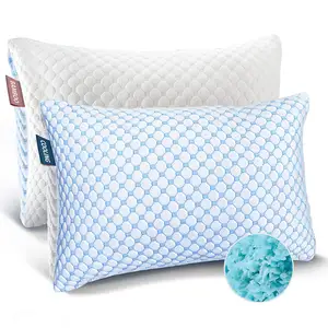 Cuscini del letto rinfrescanti per dormire confezione da 2 cuscini in Memory Foam triturati cuscino fresco regolabile per il dormiente dello stomaco della parte posteriore laterale