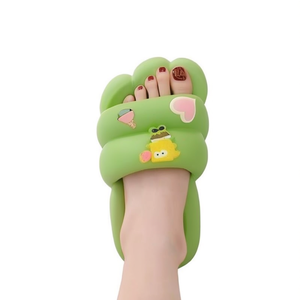 Ciabatte verdi da donna con disegni a cartoni animati, in EVA, imbottite, a punta aperta, estive, per la casa, taglie 36 37 38 39 40 41 - Product Image 1