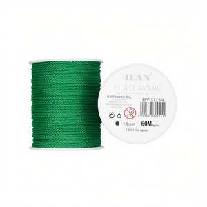 Filo per macramè Ilan 1,5 mm 60 m, corda in poliestere verde per lavori artigianali - Product Image 1