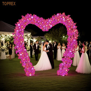 Décoration Lumineuse LED 3D en Forme d'Arche Cœur Rouge Artificielle Extérieure Étanche pour Événements, Fournitures de Décoration, Paysage de Noël - Product Image 2