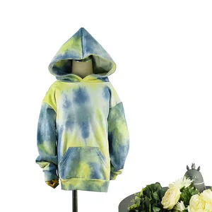 Sweat-shirt à capuche délavé Tie Dye pour enfant, sweat-shirt d'hiver à col ras du cou pour garçon