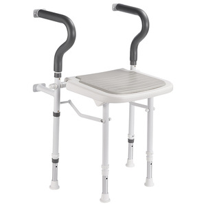 Tabouret de sécurité pour salle de bain Baiyurui avec accoudoirs, en alliage d'aluminium, capacité de charge de 150 kg, pliable, siège de douche et de toilette mural - Product Image 4