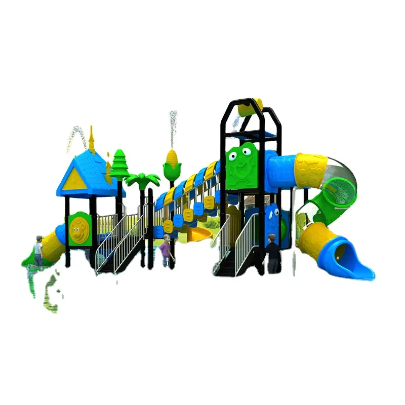 有名な子供たち屋外遊び場遊園地子供たちはスイングセットでスライドします