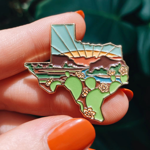 Pilli da risvolto a forma di stato del Texas mappa del paese accessorio di abbigliamento personalizzato distintivo placcato in oro logo personalizzato con spilla in morbido smalto Texas - Product Image 1