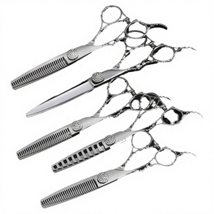 Left Handed Professional Barber Scissors Set 440C Stainless Steel Hair Cutting and Thinning <b>Shear</b> Kit By Dentavex - Product Image 3