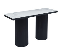Table console moderne en pierre frittée, base cannelée de luxe, table d'entrée, table d'appoint nordique avec plateau en marbre pour salon