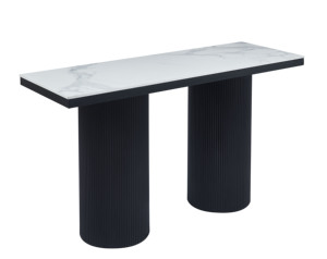 <span class=keywords><strong>Mesa</strong></span> <span class=keywords><strong>Consola</strong></span> Moderna de Piedra Sinterizada, Base Acanalada de Lujo, Mesas de Entrada, <span class=keywords><strong>Mesa</strong></span> Auxiliar de Sofá con Tapa de Mármol Nórdico para Sala de Estar - Product Image 2