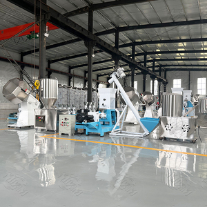 Línea de procesamiento de alimento para peces flotante de gran capacidad Línea de producción de extrusora de pellets de alimento seco para perros de nueva condición - Product Image 5