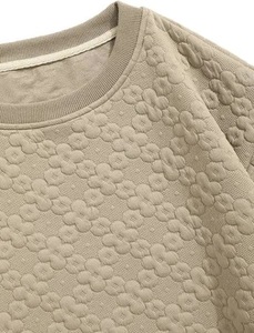 Sudadera informal de cuello redondo para hombre de alta calidad con textura Jacquard con patrón de flores sólidas para otoño - Product Image 5