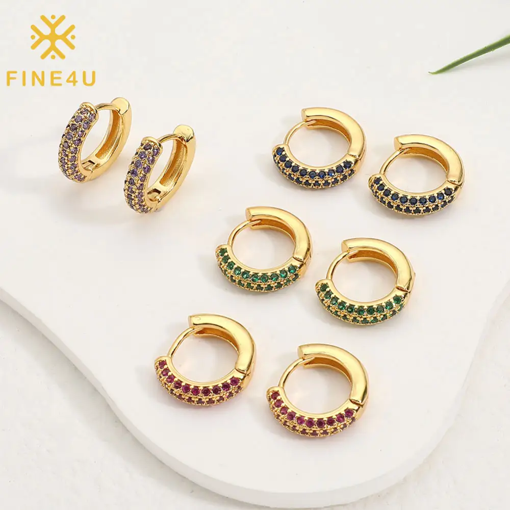 Wholesale Trendy Fashion Jewelry Diamond Cubic Zirconia Gold Plated Tarnish Free Earrings Jewelry Women