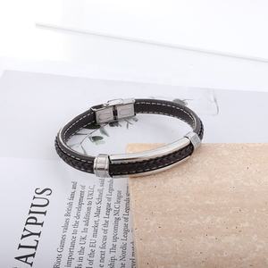 Simple Multicolor <b>Leather</b> Soft <b>Bracelet</b> Stainless Steel <b>Bracelet</b> for <b>Men</b> and Women - Product Image 3