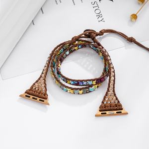 Nouveau Ethnique <span class=keywords><strong>Pierre</strong></span> Naturelle Agate Imperial Jasper <span class=keywords><strong>Apple</strong></span> Montre Bande Perles Boho 3 Wrap Smartwatch <span class=keywords><strong>Bracelet</strong></span> Pour Iwatch Série - Product Image 3