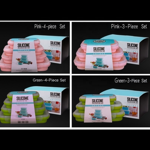 Boîte alimentaire pliable en silicone, compatible micro-ondes et réfrigérateur, avec couvercle hermétique chauffable, organisateur et rangement de cuisine - Product Image 6