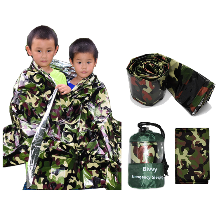 12 микрон тонкий выживания на открытом воздухе полиэфирная плёнка Mylar лесной камуфляжного цвета; Спасательное аварийное одеяло с камуфляжным принтом