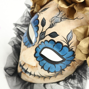 Máscara de estilo del Día de los muertos con decoración floral y <span class=keywords><strong>tul</strong></span> negro para fiestas de cosplay de Halloween y accesorios de disfraces para eventos temáticos - Product Image 5