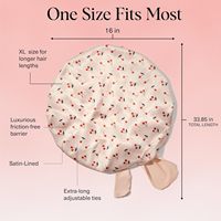 Bonnet de nuit en satin surdimensionné réglable à double couche personnalisé pour la protection des cheveux - Imprimé cerise