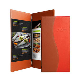 Couverture de menu en cuir personnalisée de haute qualité avec bande élastique, taille personnalisée, porte-menu de restaurant - Product Image 2