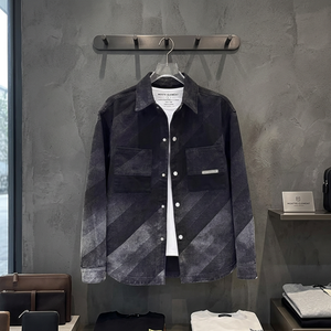 Veste polaire réversible haut de gamme pour homme, finition denim dégradé 500g, hiver, logo frontal - Product Image 3
