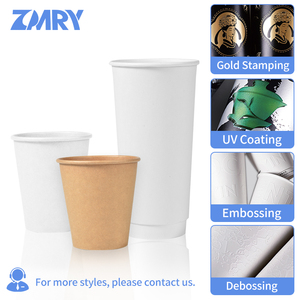 Customized logo Papercup TakeAway Disposable Ripple Double Wall 8 12oz to Go Boba Milk Tea Coffee Paper Cup with Holder <strong>Carrier</strong> - Product Image 4