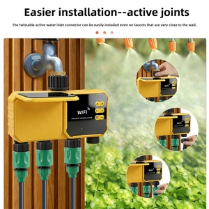 Contrôleur de vanne <span class=keywords><strong>d</strong></span>'eau solaire micro-asperseur connecté en Wi-Fi avec capteur de pluie et minuterie à batterie intégrée pour jardin, piscine et potager - Product Image 4
