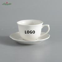 Tasses et soucoupes en porcelaine blanche de 200 ml personnalisables avec logo, en gros de Chine, pour café et thé, à sublimation, en forme de fleur, à prix abordable