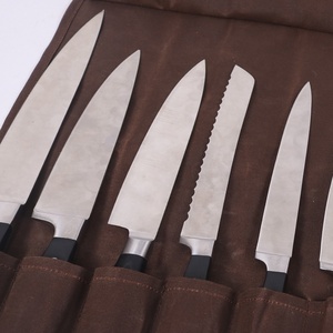 <span class=keywords><strong>Borsa</strong></span> rotolo CHANGRONG Custom Vintage resistente all'acqua e utilità marrone tela cerata coltello da cuoco - Product Image 5