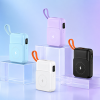 Banco de Energía Magnético de 10000mAh, Carga Rápida de 22.5W, Cargador Inalámbrico Portátil de 15W con Cables Dobles Integrados y Pantalla LED