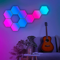 Panel LED Hexagonal Quantum RGB de ABS, Control Remoto por Aplicación, Sincronización Inteligente con Música, Luz de Fondo para Pared Residencial