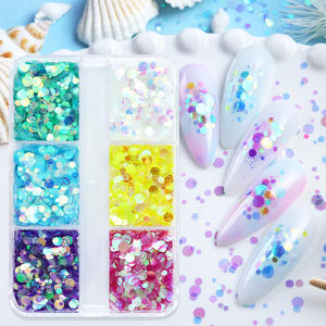 Fournitures pour ongles Paillettes holographiques <span class=keywords><strong>Manucure</strong></span> DIY 6 Girds Paillettes scintillantes Accessoires pour ongles - Product Image 2