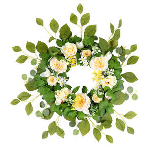 Nouvelle Guirlande Rustique de Printemps 2026 en Feuillage Artificiel Éternel Rose d'Austin pour Porte, Mur, Décoration Extérieure Style Ferme - Product Image 5