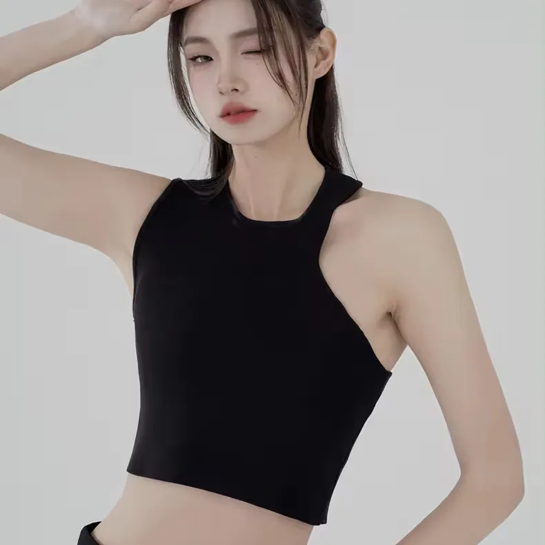 Custom Logo Breathable Quick Dry Gym Vest Summer Running Tank Tops Casual Plain Slim Fit Sleeveless Yoga Fitness T-Shirt Women