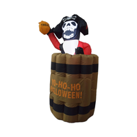 5FT Inflatables Décoration Fête En Plein Air Jardin Halloween Pirate Gonflable avec Baril De Bière