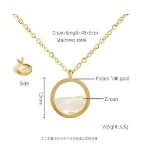 Collar de Acero Inoxidable Chapado en Oro de 18K con Zirconia, Colgante Minimalista y Popular con Forma de Corazón Transparente para Mujer, Joyería de Moda - Product Image 6