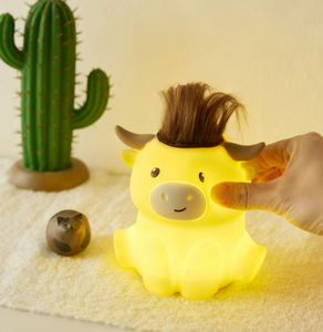 Cute Animal Silicone Highland Cow Pat Night <b>Light</b> Dimming Bedroom Bedside Atmosphere <b>Sleep</b> Lamp usb rechargeable for kids - Product Image 6