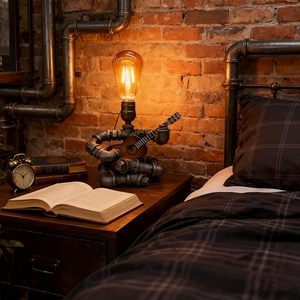 Lampe de table en forme de <span class=keywords><strong>guitare</strong></span>, accessoires pour <span class=keywords><strong>guitare</strong></span>, cadeaux originaux pour les amoureux de la musique, les guitaristes, <span class=keywords><strong>cadeau</strong></span> pour homme, lampe steampunk - Product Image 3
