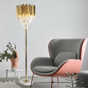 Modern <strong>Tall</strong> Floor Light Classic Design <strong>Living</strong> <strong>Room</strong> Decorative Home Office Led Crystal Stand <strong>Lamp</strong> With Marble Base - Product Image 2
